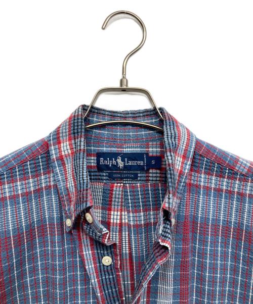 RALPH LAUREN（ラルフローレン）RALPH LAUREN (ラルフローレン) 半袖シャツ ブルー×レッド サイズ:Sの古着・服飾アイテム