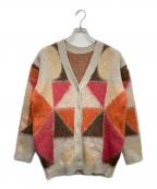 Ameriアメリ）の古着「カラーブロックオーバーニットカーディガン」｜ブラウン