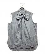 Whim Gazetteウィムガゼット）の古着「ボウタイノースリーブブラウス」｜ブルー