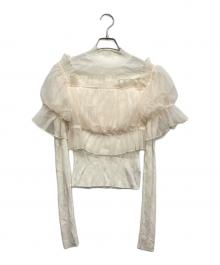 Snidel（スナイデル）の古着「チュールドッキングニットプルオーバー」｜ホワイト