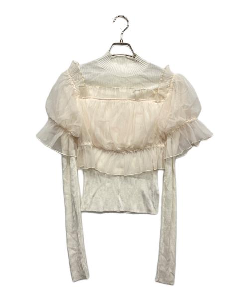 Snidel（スナイデル）Snidel (スナイデル) チュールドッキングニットプルオーバー ホワイト サイズ:Fの古着・服飾アイテム