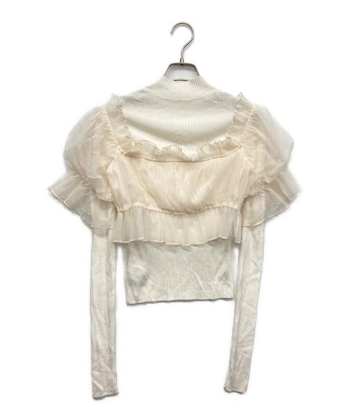 Snidel（スナイデル）Snidel (スナイデル) チュールドッキングニットプルオーバー ホワイト サイズ:Fの古着・服飾アイテム