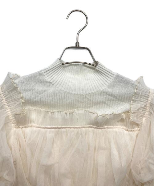 Snidel（スナイデル）Snidel (スナイデル) チュールドッキングニットプルオーバー ホワイト サイズ:Fの古着・服飾アイテム