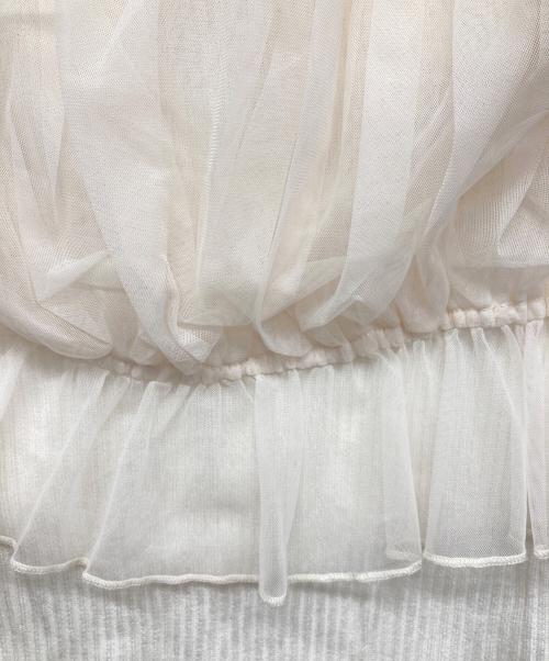 Snidel（スナイデル）Snidel (スナイデル) チュールドッキングニットプルオーバー ホワイト サイズ:Fの古着・服飾アイテム