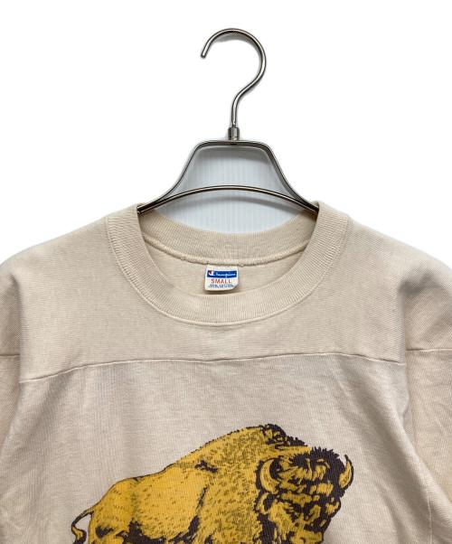 Champion（チャンピオン）Champion (チャンピオン) 70‘ｓフットボールTシャツ ベージュ サイズ:SMALLの古着・服飾アイテム