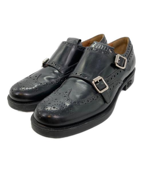 MIU MIU（ミュウミュウ）MIU MIU (ミュウミュウ) CHURCH'S (チャーチ) ダブルモンク ブローグシューズ ブラック サイズ:41の古着・服飾アイテム