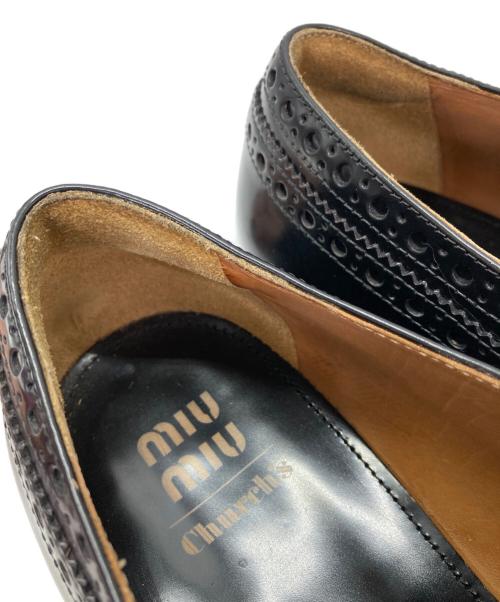MIU MIU（ミュウミュウ）MIU MIU (ミュウミュウ) CHURCH'S (チャーチ) ダブルモンク ブローグシューズ ブラック サイズ:41の古着・服飾アイテム