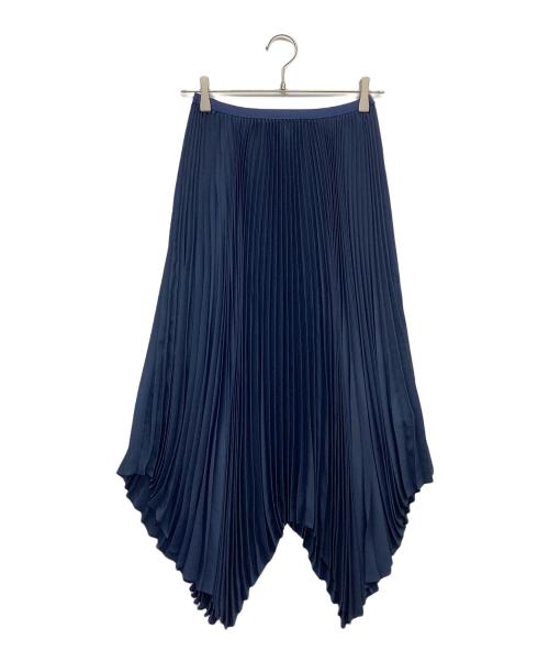 POLO RALPH LAUREN（ポロ・ラルフローレン）POLO RALPH LAUREN (ポロ・ラルフローレン) アシンメトリープリーツスカート ネイビーの古着・服飾アイテム