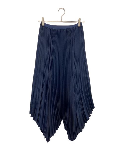 POLO RALPH LAUREN（ポロ・ラルフローレン）POLO RALPH LAUREN (ポロ・ラルフローレン) アシンメトリープリーツスカート ネイビーの古着・服飾アイテム