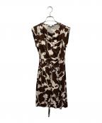 DIANE VON FURSTENBERGダイアンフォンファステンバーグ）の古着「ノースリーブシルクワンピース」｜ブラウン