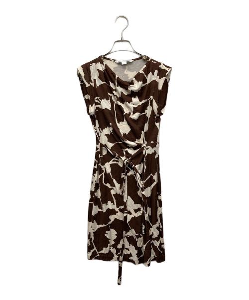 DIANE VON FURSTENBERG（ダイアンフォンファステンバーグ）DIANE VON FURSTENBERG (ダイアンフォンファステンバーグ) ノースリーブシルクワンピース ブラウンの古着・服飾アイテム