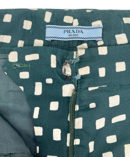 PRADA（プラダ）PRADA (プラダ) 総柄パンツ グリーン サイズ:38の古着・服飾アイテム