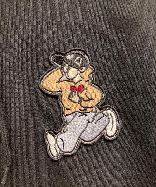 kaoyorinakami（カオヨリナカミ）kaoyorinakami (カオヨリナカミ) ワッペンパーカー ブラック サイズ:XLの古着・服飾アイテム