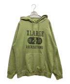 X-LARGEエクストララージ）の古着「RECREATIONS PIGMENT DYED HOODED SWEATSHIRT フーディー」｜グリーン