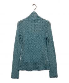 FRAY ID（フレイ アイディー）の古着「ストレッチレースハイネックトップス」｜ブルー