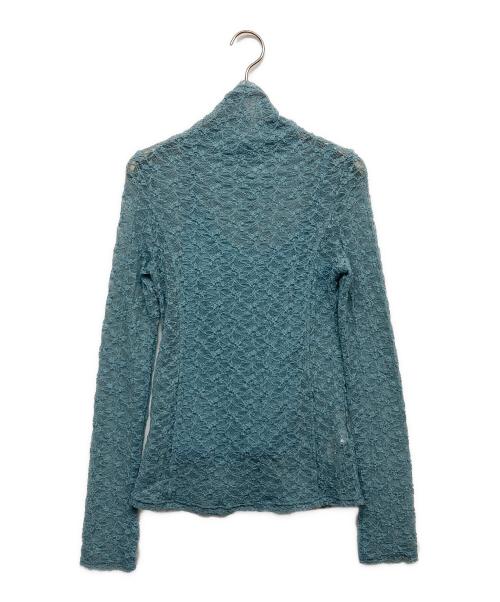 FRAY ID（フレイ アイディー）FRAY ID (フレイ アイディー) ストレッチレースハイネックトップス ブルー サイズ:Fの古着・服飾アイテム