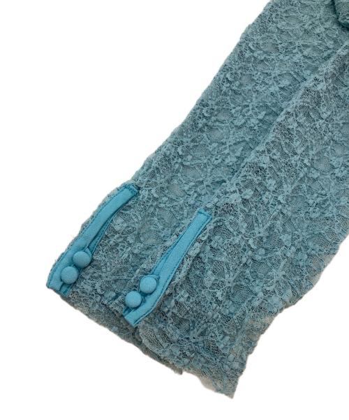 FRAY ID（フレイ アイディー）FRAY ID (フレイ アイディー) ストレッチレースハイネックトップス ブルー サイズ:Fの古着・服飾アイテム