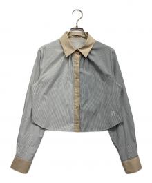 furfur（ファーファー）の古着「ストライプクロップドシャツ」｜グレー