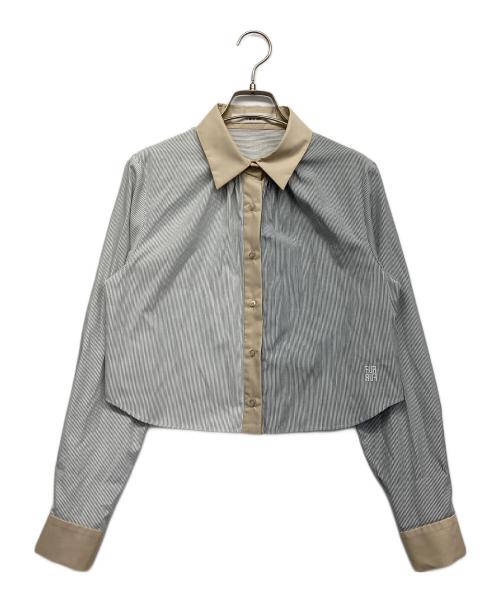 furfur（ファーファー）FURFUR (ファーファー) ストライプクロップドシャツ グレー サイズ:ONE SIZEの古着・服飾アイテム