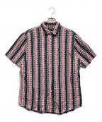 stussyステューシー）の古着「00sチェックストライプシャツ」｜ピンク