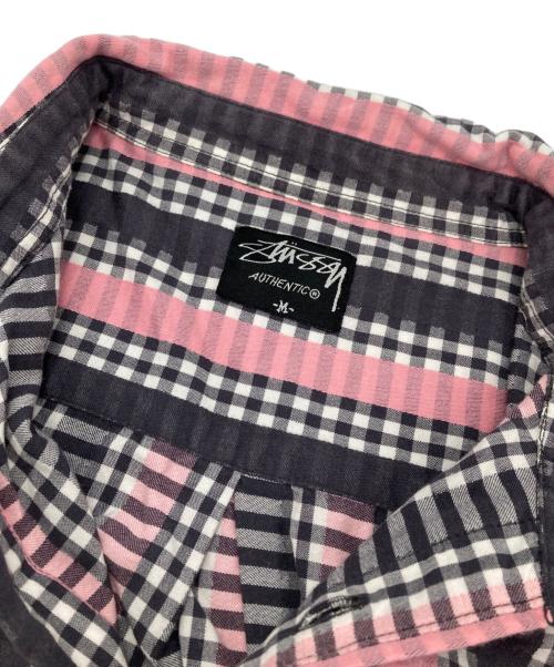 stussy（ステューシー）stussy (ステューシー) 00sチェックストライプシャツ ピンク サイズ:Mの古着・服飾アイテム