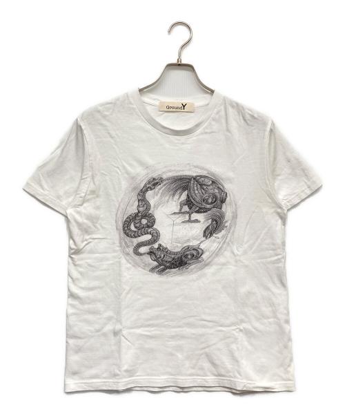 GROUND Y（グラウンドワイ）GROUND Y (グラウンドワイ) プリントTシャツ ホワイト サイズ:3の古着・服飾アイテム