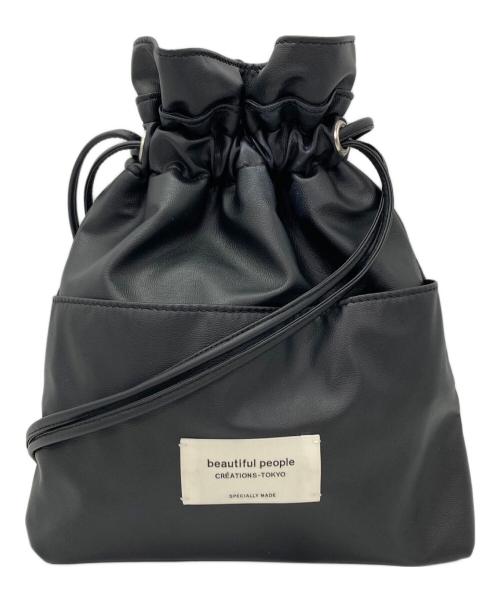 beautiful people（ビューティフルピープル）beautiful people (ビューティフルピープル) 巾着ショルダーバッグ ブラックの古着・服飾アイテム