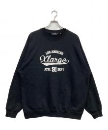 X-LARGE（エクストララージ）の古着「ヴァーシティロゴ クルーネックスウェットシャツ」｜ブラック