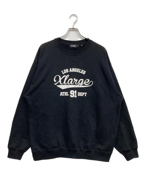 X-LARGE（エクストララージ）X-LARGE (エクストララージ) ヴァーシティロゴ クルーネックスウェットシャツ ブラック サイズ:XLの古着・服飾アイテム