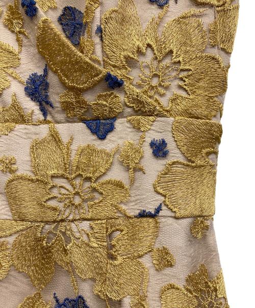 Diagram GRACE CONTINENTAL（ダイアグラム グレースコンチネンタル）Diagram GRACE CONTINENTAL (ダイアグラム グレースコンチネンタル) バイカラーフラワーチュールワンピース イエロー×ベージュ サイズ:36の古着・服飾アイテム