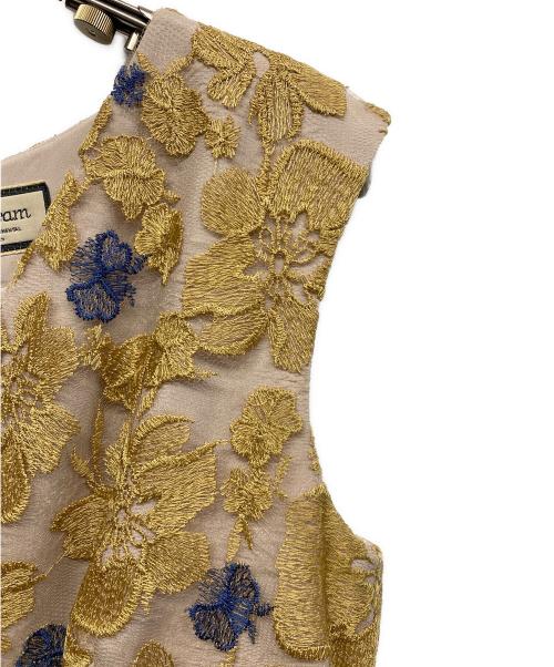 Diagram GRACE CONTINENTAL（ダイアグラム グレースコンチネンタル）Diagram GRACE CONTINENTAL (ダイアグラム グレースコンチネンタル) バイカラーフラワーチュールワンピース イエロー×ベージュ サイズ:36の古着・服飾アイテム