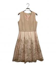 GRACE CONTINENTAL（（グレースコンチネンタル）の古着「レース刺繍ノースリーブワンピース」｜ピンク