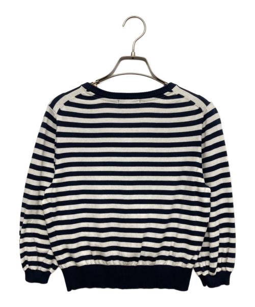 BURBERRY BLUE LABEL（バーバリー ブルー レーベル）BURBERRY BLUE LABEL (バーバリーロンドンブルーレーベル) ボーダーカーディガン ホワイト×ネイビー サイズ:38の古着・服飾アイテム