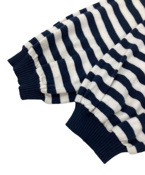 BURBERRY BLUE LABEL（バーバリー ブルー レーベル）BURBERRY BLUE LABEL (バーバリーロンドンブルーレーベル) ボーダーカーディガン ホワイト×ネイビー サイズ:38の古着・服飾アイテム