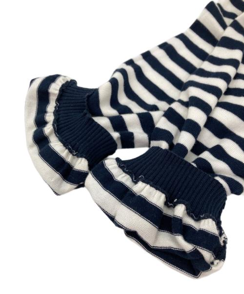 BURBERRY BLUE LABEL（バーバリー ブルー レーベル）BURBERRY BLUE LABEL (バーバリーロンドンブルーレーベル) ボーダーカーディガン ホワイト×ネイビー サイズ:38の古着・服飾アイテム