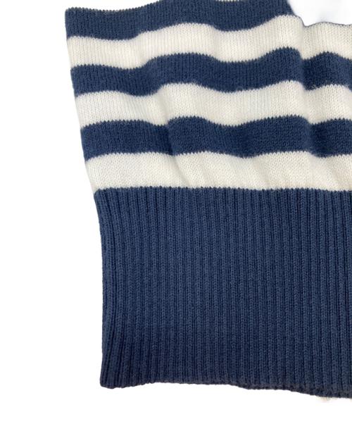 BURBERRY BLUE LABEL（バーバリー ブルー レーベル）BURBERRY BLUE LABEL (バーバリーロンドンブルーレーベル) ボーダーカーディガン ホワイト×ネイビー サイズ:38の古着・服飾アイテム