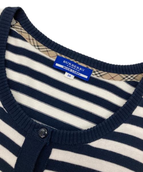 BURBERRY BLUE LABEL（バーバリー ブルー レーベル）BURBERRY BLUE LABEL (バーバリーロンドンブルーレーベル) ボーダーカーディガン ホワイト×ネイビー サイズ:38の古着・服飾アイテム