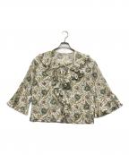 SOULEIADOソレイアード）の古着「コットンボイルプリント ショートブラウス」｜ホワイト