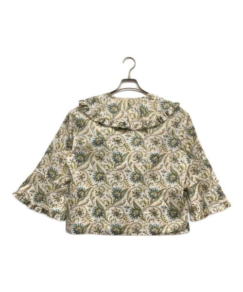 SOULEIADO（ソレイアード）SOULEIADO (ソレイアード) コットンボイルプリント ショートブラウス ホワイト サイズ:36の古着・服飾アイテム