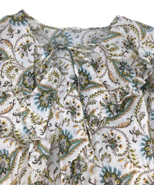 SOULEIADO（ソレイアード）SOULEIADO (ソレイアード) コットンボイルプリント ショートブラウス ホワイト サイズ:36の古着・服飾アイテム