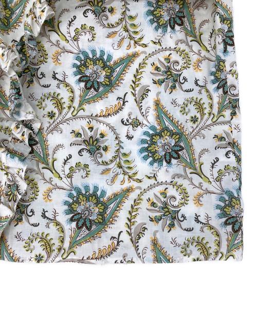 SOULEIADO（ソレイアード）SOULEIADO (ソレイアード) コットンボイルプリント ショートブラウス ホワイト サイズ:36の古着・服飾アイテム