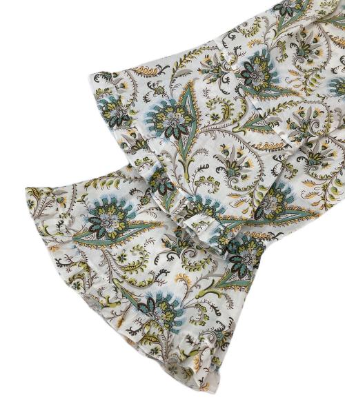 SOULEIADO（ソレイアード）SOULEIADO (ソレイアード) コットンボイルプリント ショートブラウス ホワイト サイズ:36の古着・服飾アイテム