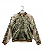 テーラー東洋テーラートウヨウ）の古着「バイカースカル刺繍リバーシブルサテンスカジャン」｜イエロー×ネイビー