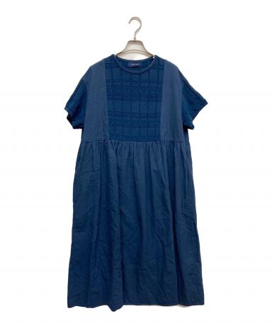 美品 FUGAFUGA フーガフーガ ワンピース ブルー系 FREE ブロックチェック柄 ノーカラー ドルマンスリーブ ひざ丈 チュニック Vネック 半袖 羽織り カジュアル オトナ きれいめ【レディース】【中古】 美品 FUGAFUGA フーガフーガ ワンピース ブルー系 FREE ブロック