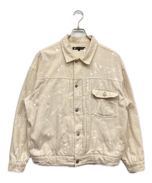 JUNGLE STORM（ジャングルストーム）JUNGLE STORM (ジャングルストーム) ホワイトデニムジャケット ベージュ サイズ:Lの古着・服飾アイテム