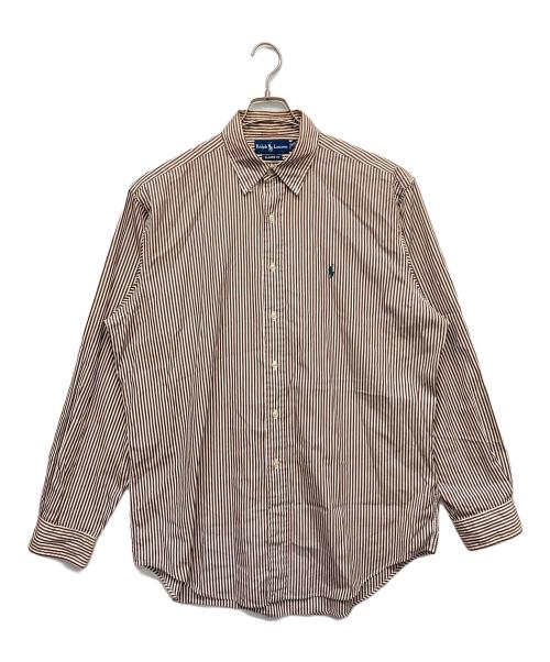 RALPH LAUREN（ラルフローレン）RALPH LAUREN (ラルフローレン) ストライプシャツ ブラウン サイズ:Ｌの古着・服飾アイテム