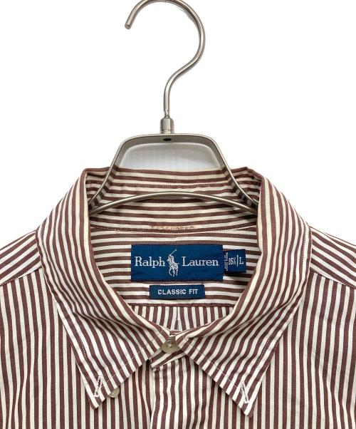 RALPH LAUREN（ラルフローレン）RALPH LAUREN (ラルフローレン) ストライプシャツ ブラウン サイズ:Ｌの古着・服飾アイテム