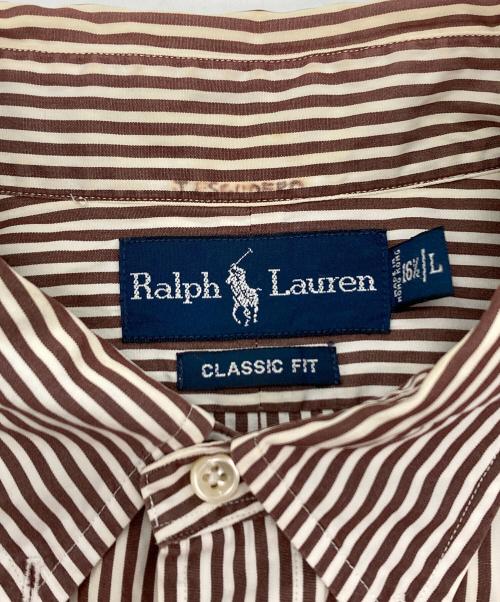 RALPH LAUREN（ラルフローレン）RALPH LAUREN (ラルフローレン) ストライプシャツ ブラウン サイズ:Ｌの古着・服飾アイテム