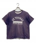 Championチャンピオン）の古着「60ｓ～70ｓ ダブルフェイス3段両面フットボールTシャツ」｜パープル