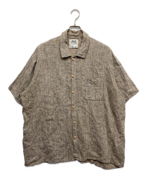 FLAX（フラックス）FLAX (フラックス) ヴィンテージリネン半袖シャツ ブラウン サイズ:Mの古着・服飾アイテム